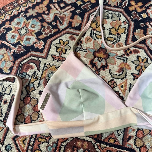 SET Mara Hoffman Diamonds Pastel Bikini BOTTOM & TOP High Waist Cutout Wrap Top - Picture 7 of 13